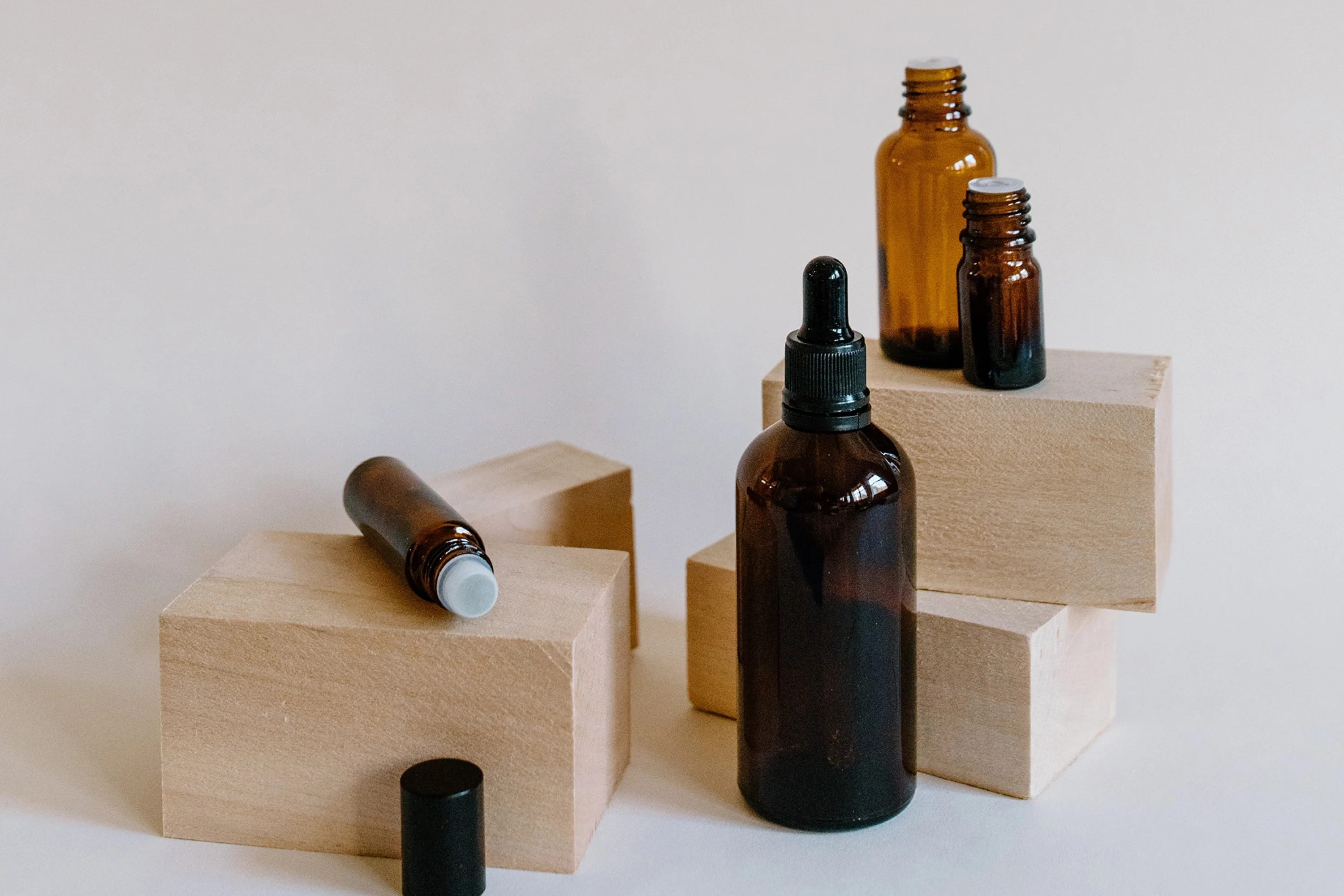 glass essential oil bottles